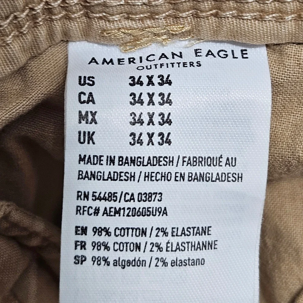 American Eagle Chino Pants 34x34 Khaki Original Straight Ne(x)t Level Flex